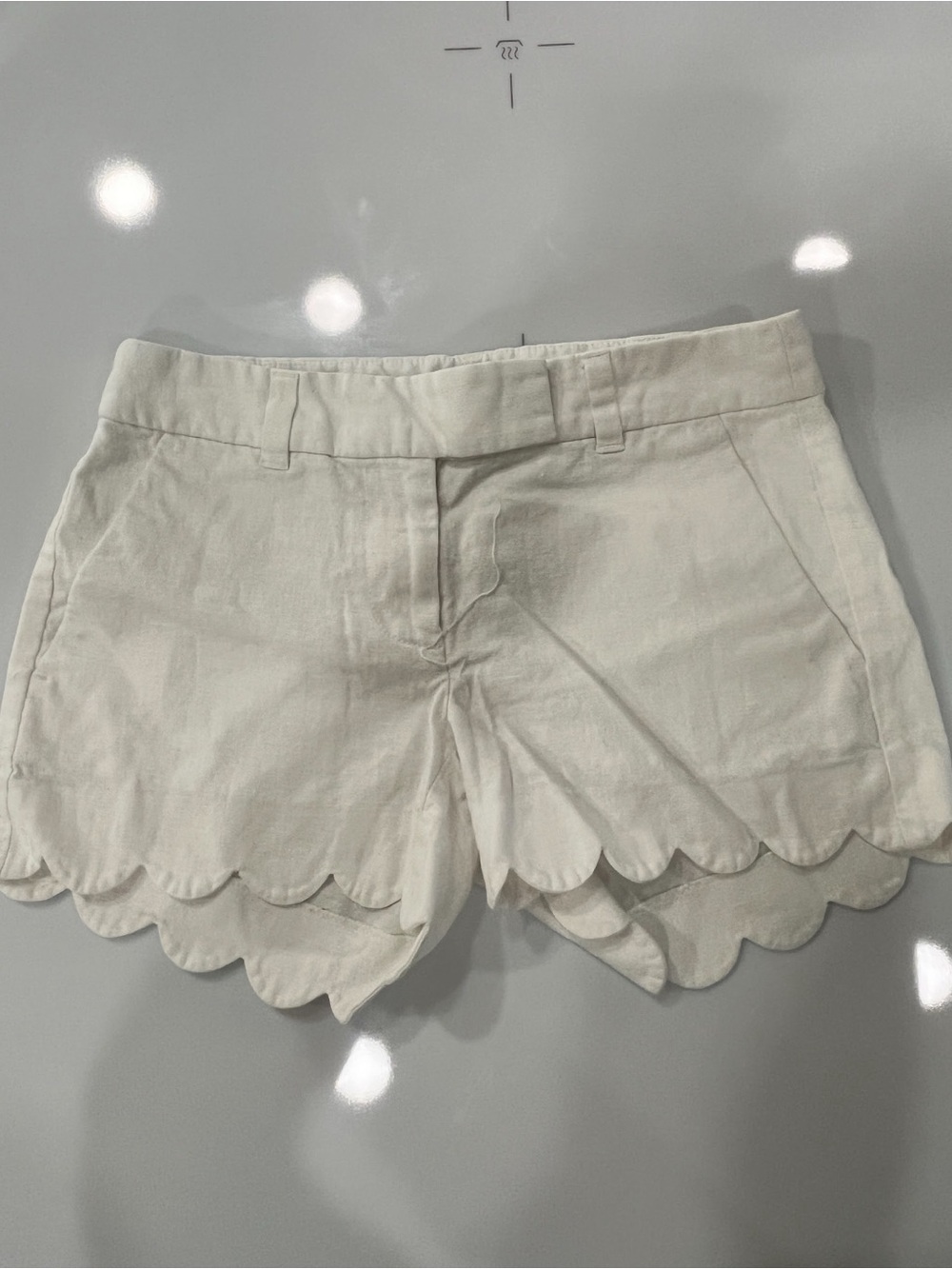 J. Crew White Scalloped Hem Women's Shorts